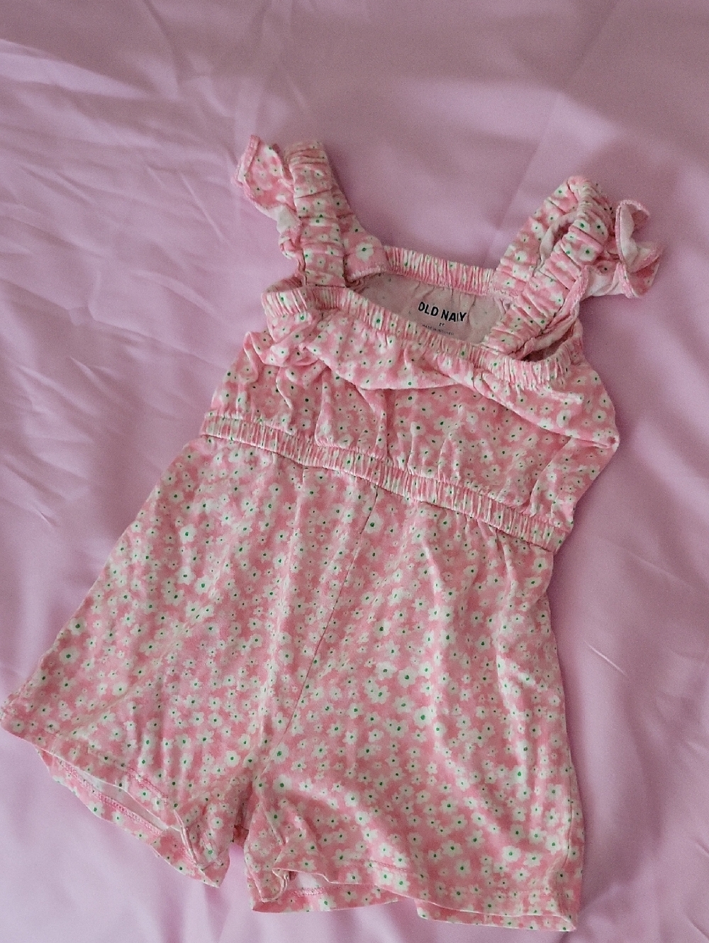 Old Navy Pink Daisy Ruffle Romper